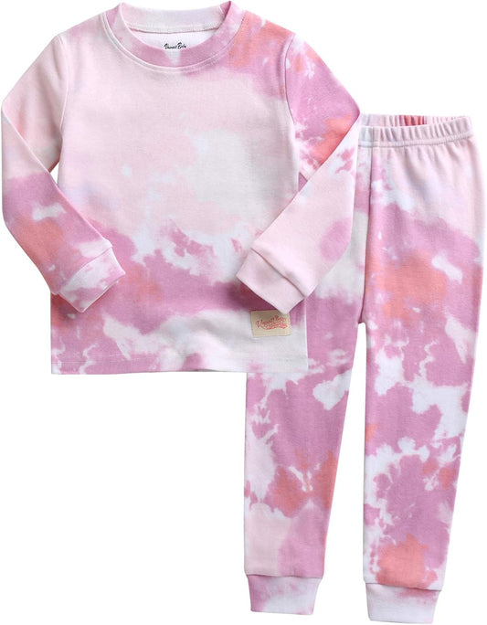 VAENAIT BABY 12M-12Y Toddler Kids Boys Girls 100% Cotton Marbling Tiedye Sung Fit Sleepwear Pajamas 2pcs Pjs Set