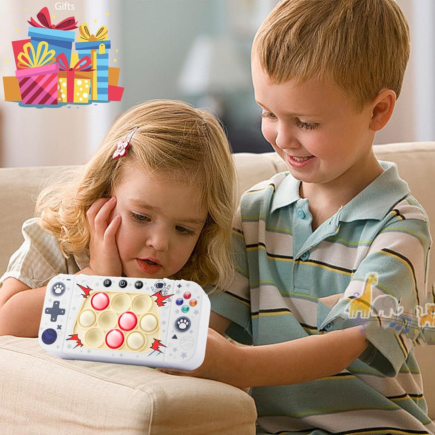 Fast Push Game Pop Fidget Toy for Kids, Quick Push Bubble Game 4 Modes Handheld Puzzle Game Sensory Toy Pop It Game Light Up Fidget Toy Gift for 3 to 12 Year Old Girls Boys (Astronaut)