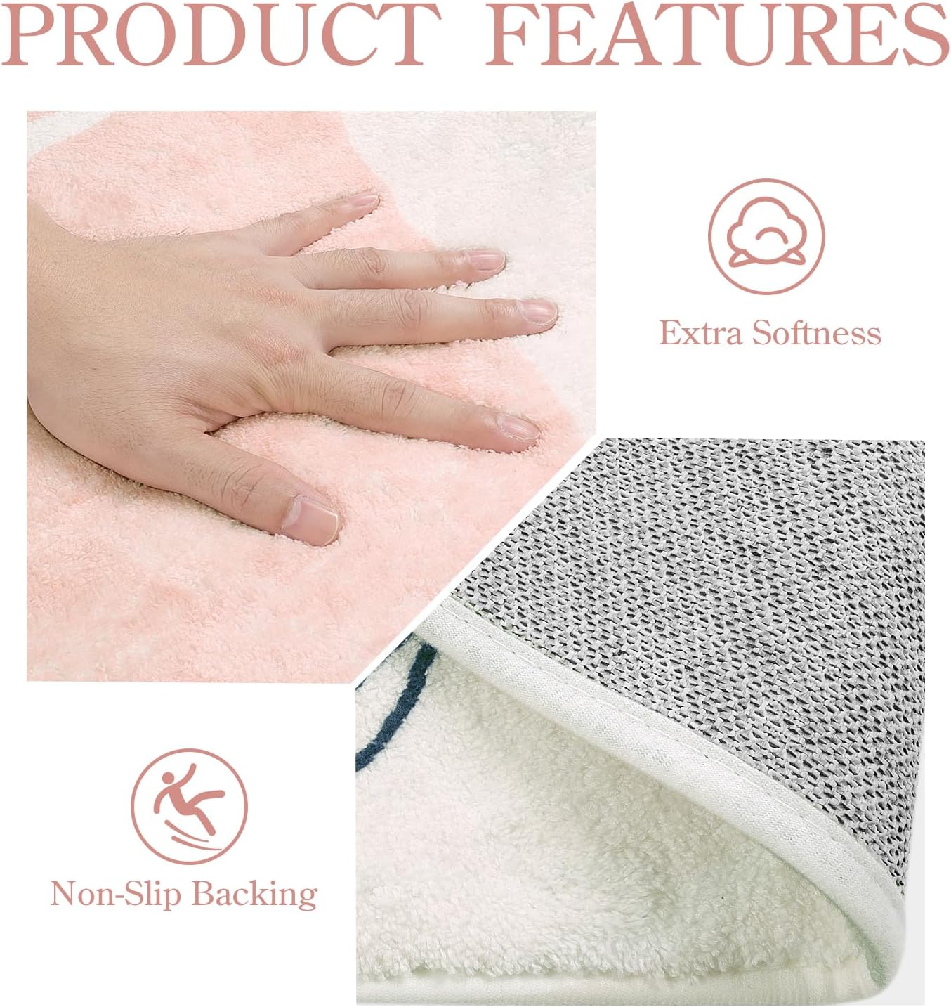 Lahome Pink Round Rugs 5Ft - Washable Boho Large Round Area Rug for Living Room Non-Slip Throw Ultra- Thin Circle Rugs for Bedroom Nursery, Cute Soft Botanical Print Round Carpet for Classroom Office