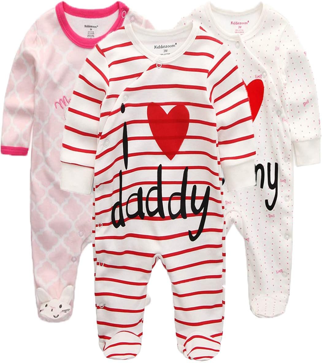 Kiddiezoom Baby and Toddler Boys'Snug Fit Footed One-Piece Romper Jumpsuit Cotton Cotton Footed Outfit