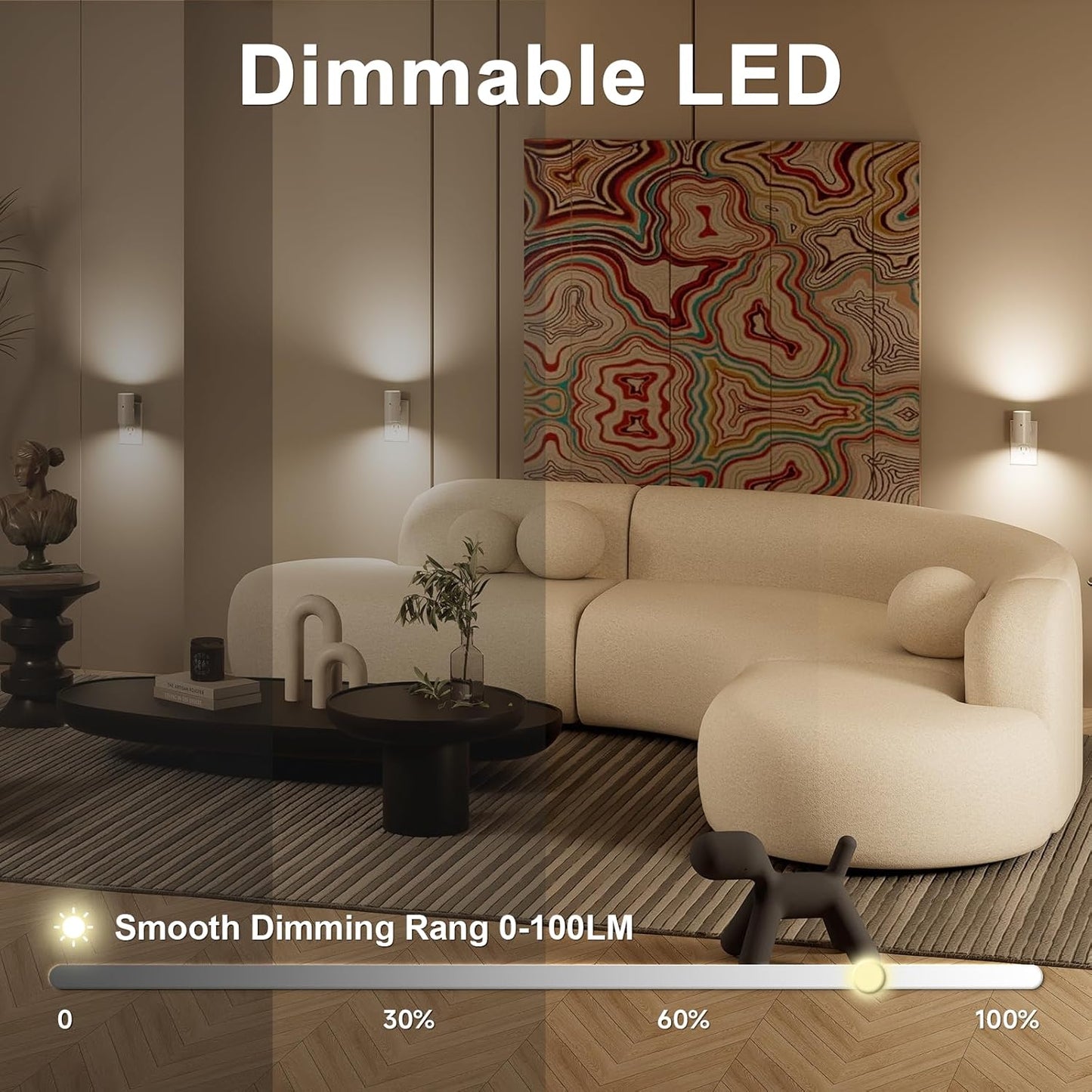 NIORSUN Night Lights Plug Into Wall,Plug in Night Light with 3 Light Modes,Ultra-Slim Design,Dusk to Dawn Sensor,0-100LM Dimmable Night Light for Hallway Bathroom Stairway Bedroom,White,4 Pack