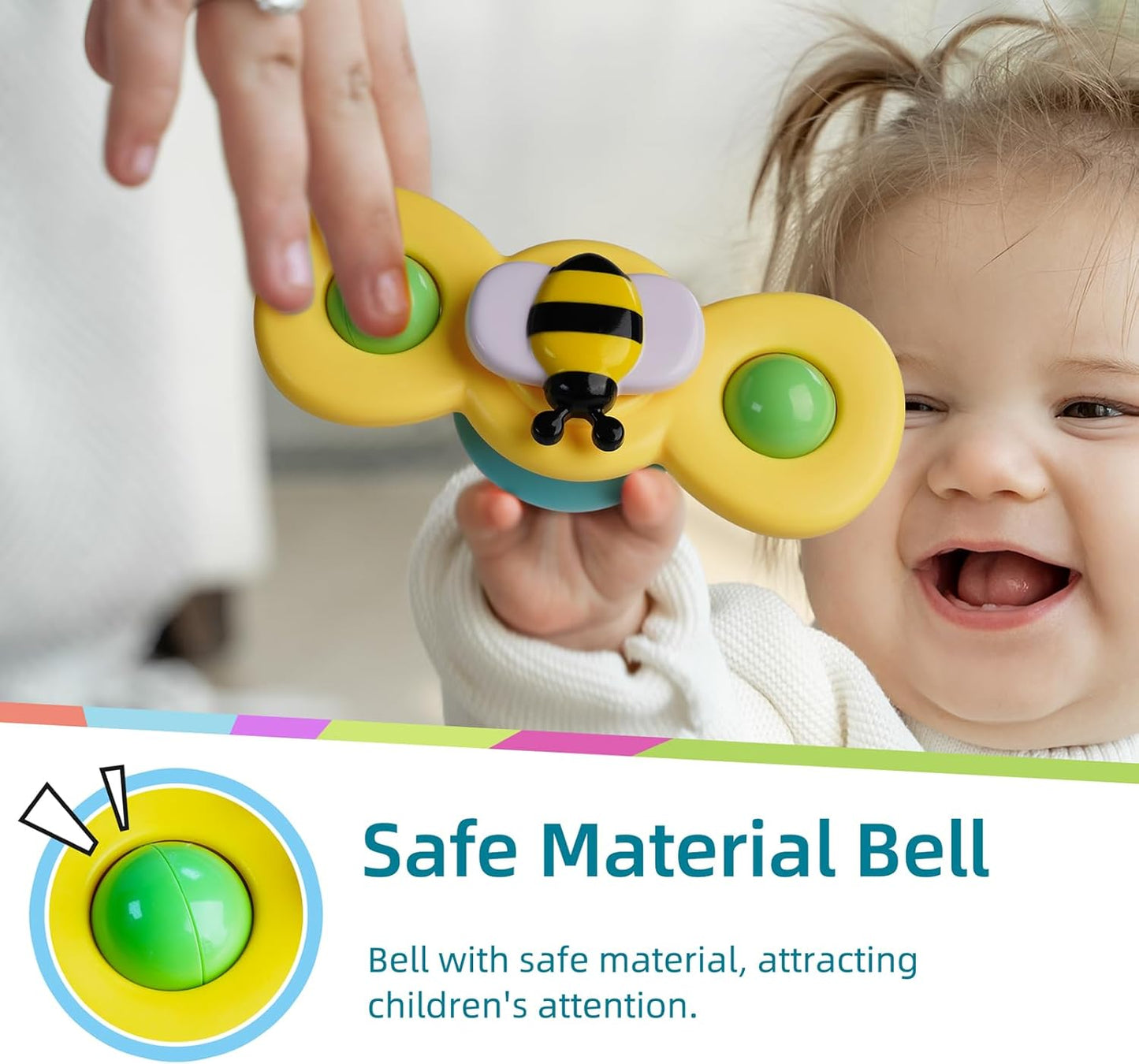 LiKee Strong Suction Cup Fidget Spinnerz Sensory Bath Toys for Baby 12 18 Months Airplane Car Travel Table & Window Toys for 1 2 Year Old Toddler Boys and Girls (Insect)