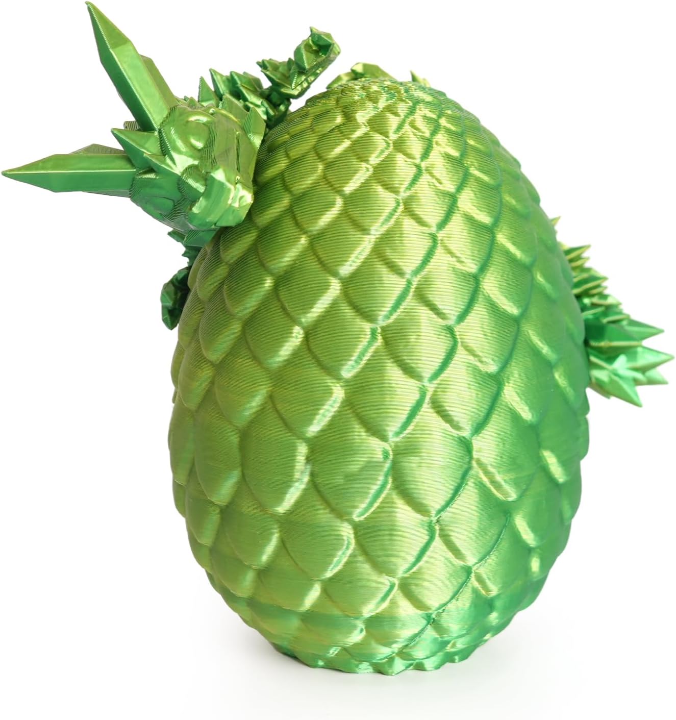 Dragon Egg - Surprise Egg with 8” Pearly Sheen Dragon Inside, 3D Printed Gift, Articulated Dragon Toy for Birthday, Home Decor (8” Green Mix Gold)