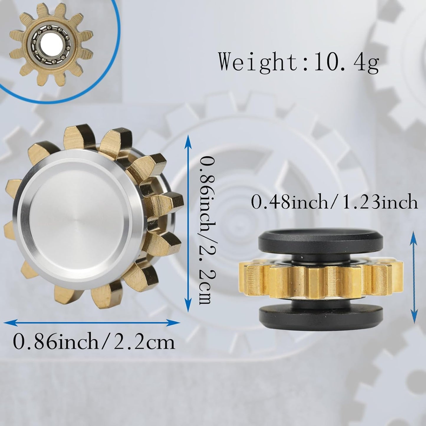 Metal Fidget Spinner for Adults, Small Mini Hand Toys, Copper Gear Linkage Fidget Blocks, Stacking Extendable Fingears Gyro, Bearing, Autism Sensory ADHD Anxiety Reduce
