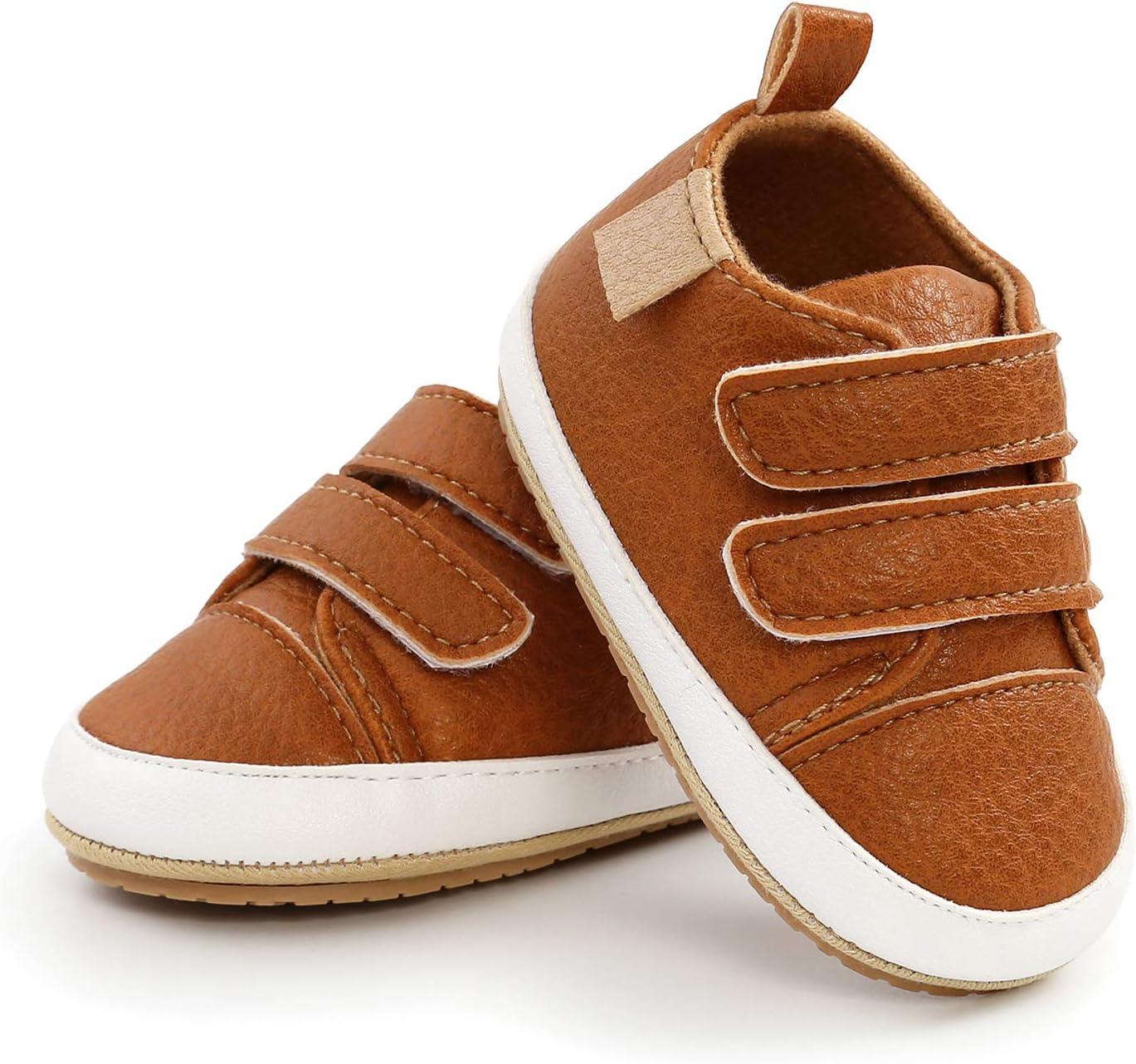 SOFMUO Baby Boys Girls High Top Ankle PU Leather Sneakers Soft Rubber Sole Infant Moccasins Newborn Oxford Loafers Anti-Slip Toddler Wedding Uniform Dress Shoes