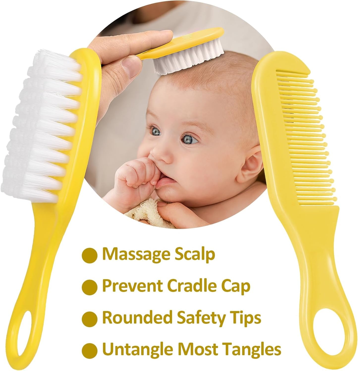 Baby Grooming Kit, Infant Safety Care Set with Hair Brush Comb Nail Clipper Nasal Aspirator,Baby Essentials Kit for Newborn Girls Boys (Yellow)