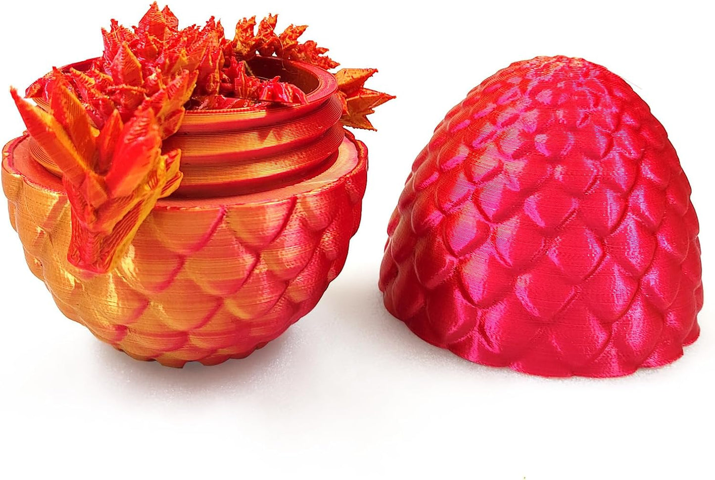 3D Printed Dragon in Egg with Dragon Inside,Dragon Surprise Egg,Flexible Joints Home Office Dragon Decor Executive Desk Toys for Autism/ADHD,Crystal Dragon Eggs Fidget Toy (Laser Red)