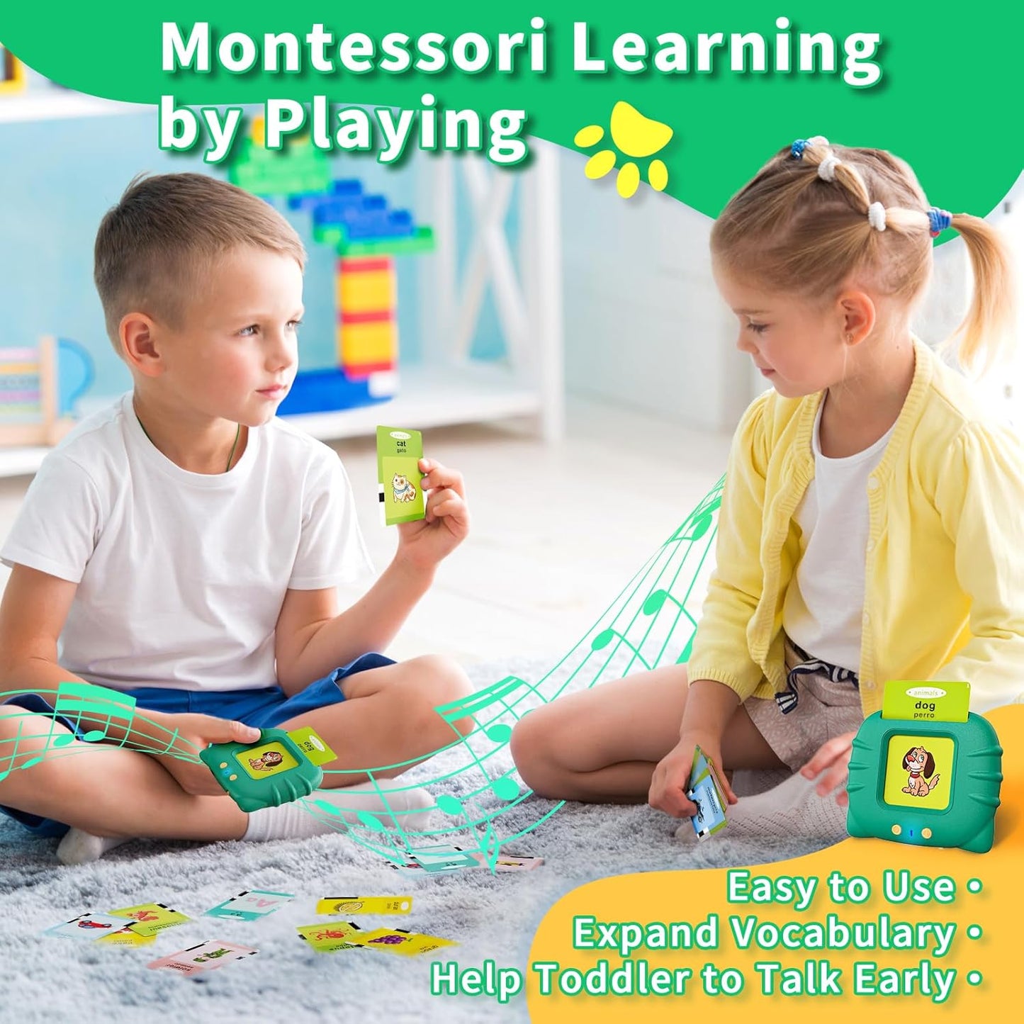 Toddler Toys Bilingual English and Spanish Talking Flash Cards for 1 2 3 4 5 6 Year Old Boys and Girls, Autism Sensory Toys for Autistic Children, Learning Educational Speech 250 Sight Words