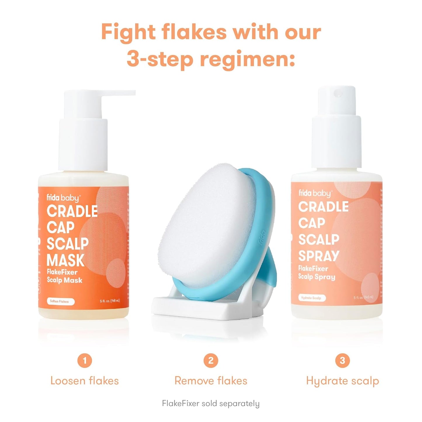 Frida Baby Cradle Cap Treatment, Cradle Cap Shampoo for Babies + Flake Fixer Scalp Spray, Cradle Cap Kit Soothes Baby's Scalp, Prevents Dryness and Flakes