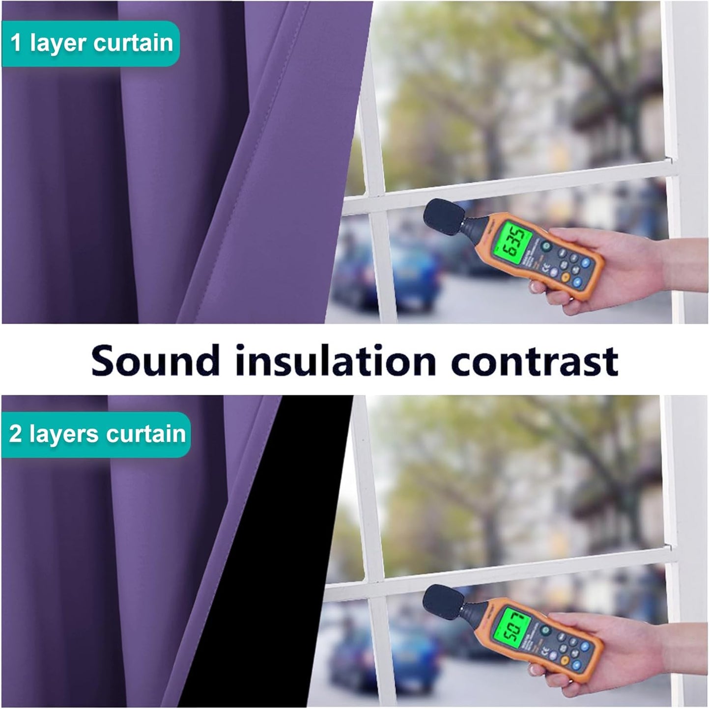 NICETOWN 100% Blackout Curtains with Black Liners, Thermal Insulated Full Blackout 2-Layer Lined Drapes, Noise Cancellation Window Draperies for Dining Room (Lilac Purple, 2 Panels, 55" W by 57" L)