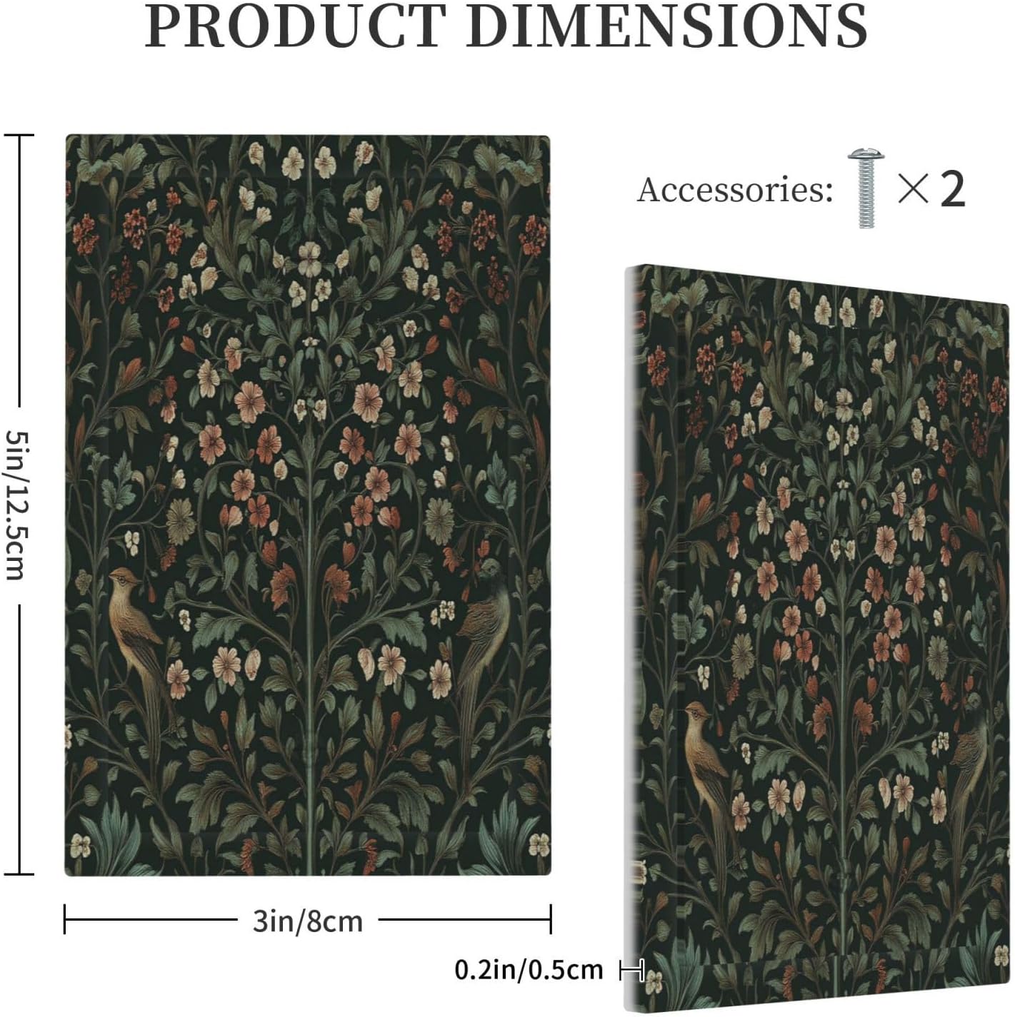 Light Switch Cover Plate Vintage Morris Colorful Flower Green Leaf 1 Gang No Device Blank Electrical Wall Plates Faceplate Decorative Switch Plate For Bed Room Living Room Decor