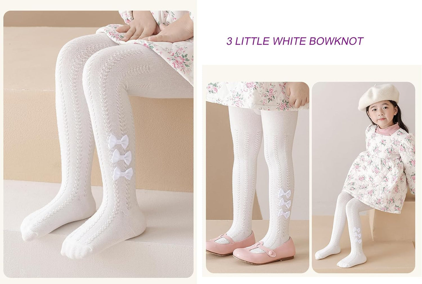 CHUNG Baby Girls Cotton Tights Thin Hollowed Summer with Bowknot Mesh Lace Fashion Toddler Footed Legging Pantyhose