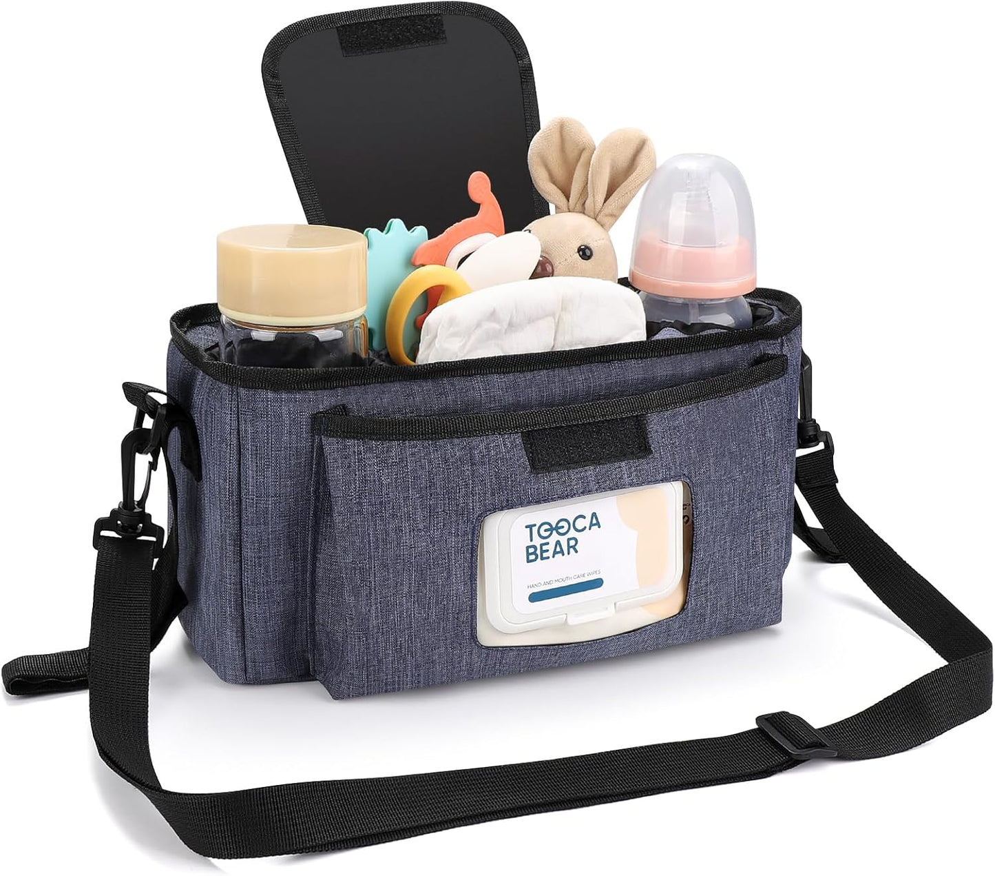 Accmor Universal Stroller Organizer with Insulated Cup Holder and Shoulder Strap, Stroller Bag Caddy Organizer Stroller Accessories for Uppababy, Baby Jogger, Nuna, Doona, Britax Strollers