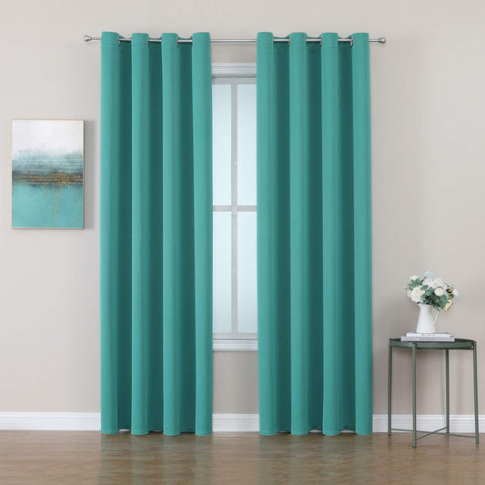 ChrisDowa Grommet Room Darkening Curtains for Bedroom and Living Room - 2 Panels Set Thermal Insulated Blackout Curtains (Teal, 52W x 72L)