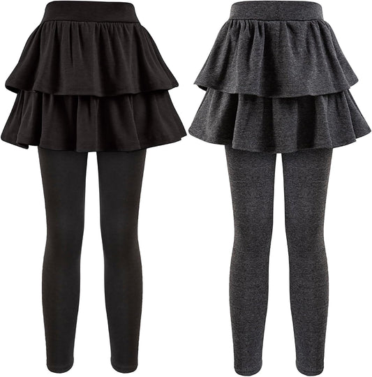 Girls School Uniform Pants Leggings with Skirts Stretch Warm Jegging 4-12 Years