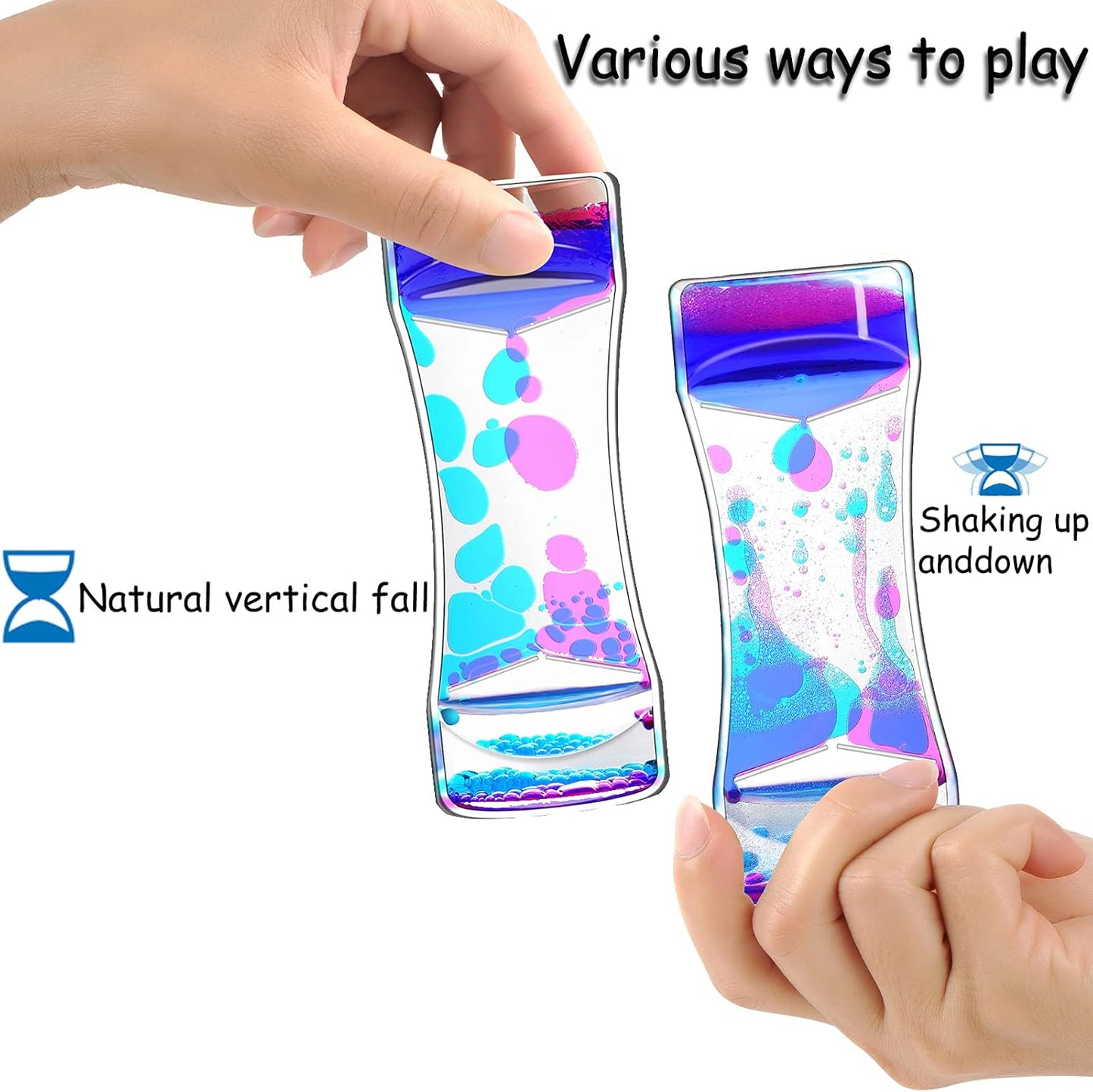 Liquid Motion Bubbler Timer Pack of 5 Colorful Hourglass Liquid Bubbler Sensory Anxiety Toys Autism ADHD Fidget Toys Children Activity Calm Relaxing Desk Toys for Kid's Teenager Adults
