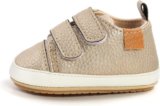 SOFMUO Baby Boys Girls High Top Ankle PU Leather Sneakers Soft Rubber Sole Infant Moccasins Newborn Oxford Loafers Anti-Slip Toddler Wedding Uniform Dress Shoes