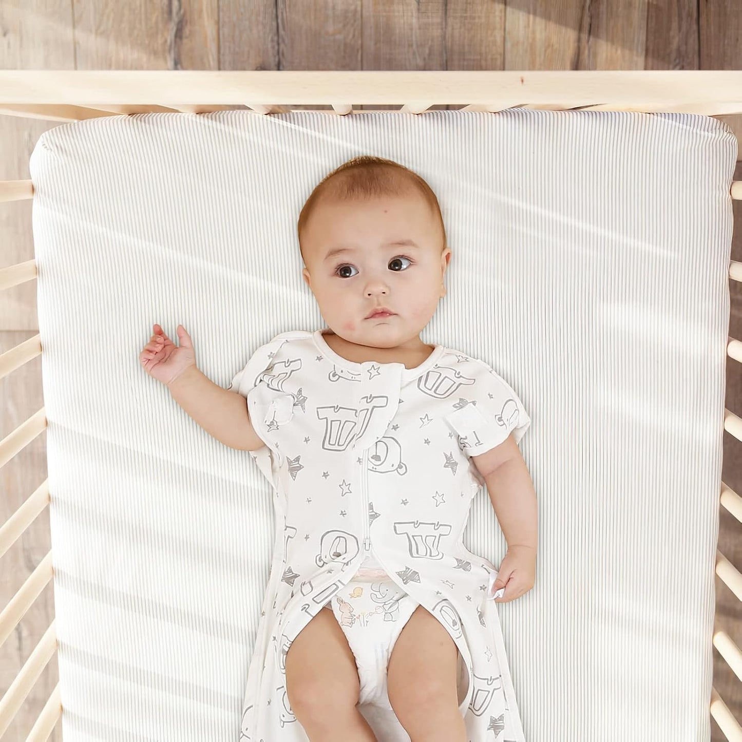 Baby Transition Swaddle Sack, Baby Swaddle Arms Up Transition Bag,Snug fit Calms Startle Reflex, Breathable Cotton Newborn Sack, 2-Way Zipper Cars & Bears (0-3 Month)