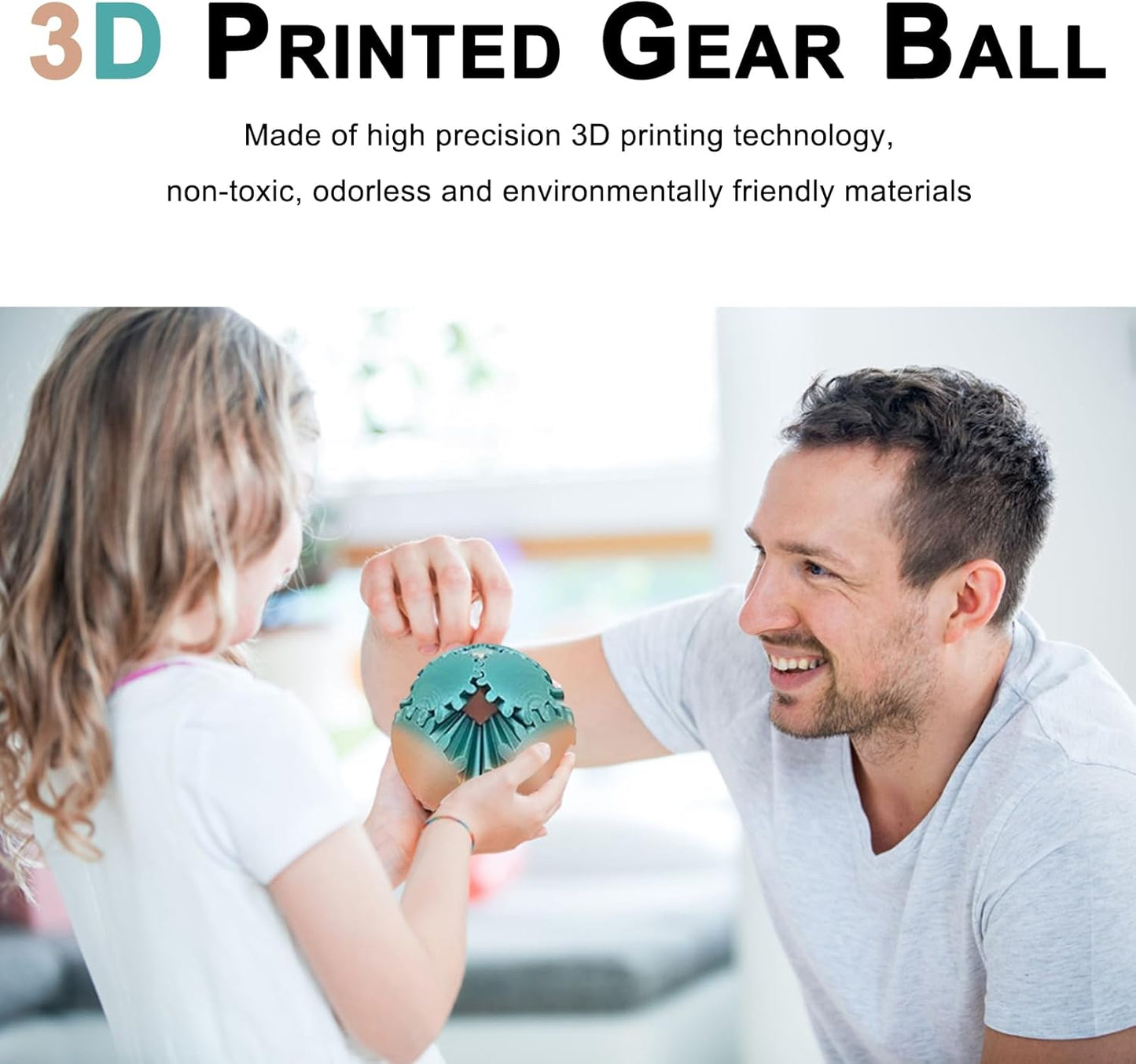 Gear Ball 3D Printed Gear Sphere Fidget Rotating Ball Cube Gadgets, Gear Sphere Ball for Work or Travel Stress Toys Gear Fidget Toys, Stress and Anxiety Relief Gear Toys (Dark red, 8CM/3.15in)