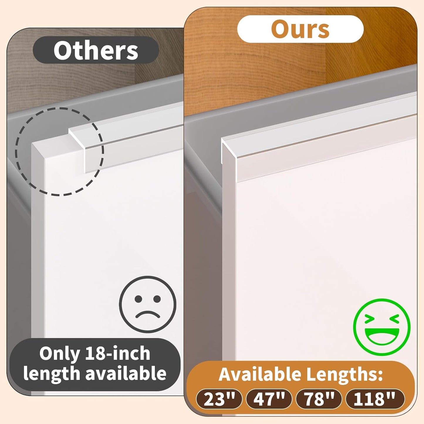 Cabinet Protectors for Kitchen Cabinets, Cabinet Door Edge Protector PVC Edge Guard Drawer Protector Prevent Wear, Chipping, Discoloration, Bumpers Clear, 3/4" Thick, 23'' Length