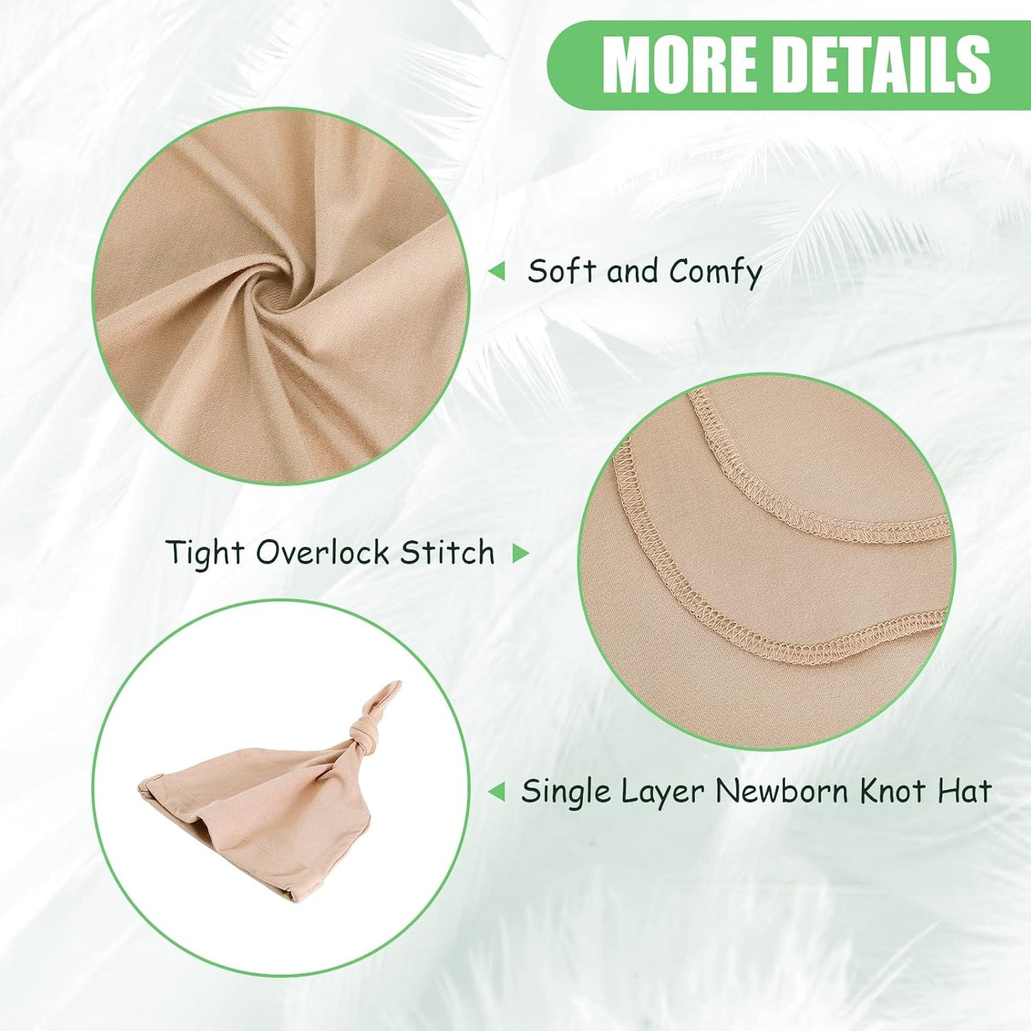 iEvolve Cotton Knitted Baby Swaddle Blanket with Hat Headband Set Newborn Swaddle Wrap Receiving Blankets for Baby Girl Boy 35" x 35"(Beige)