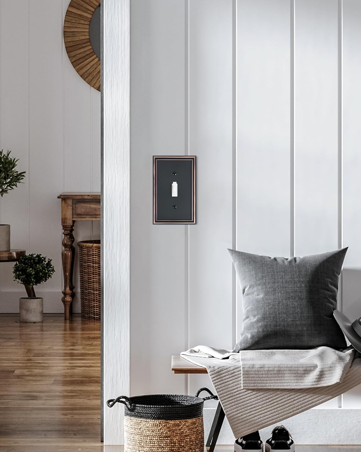 2-Pack Single Toggle Light Switch Cover Plate, Durable Solid Zinc Alloy Decorative Switch Plate Covers, Aged Bronze 1 Gang Wall Plate, Corrosion Resistant