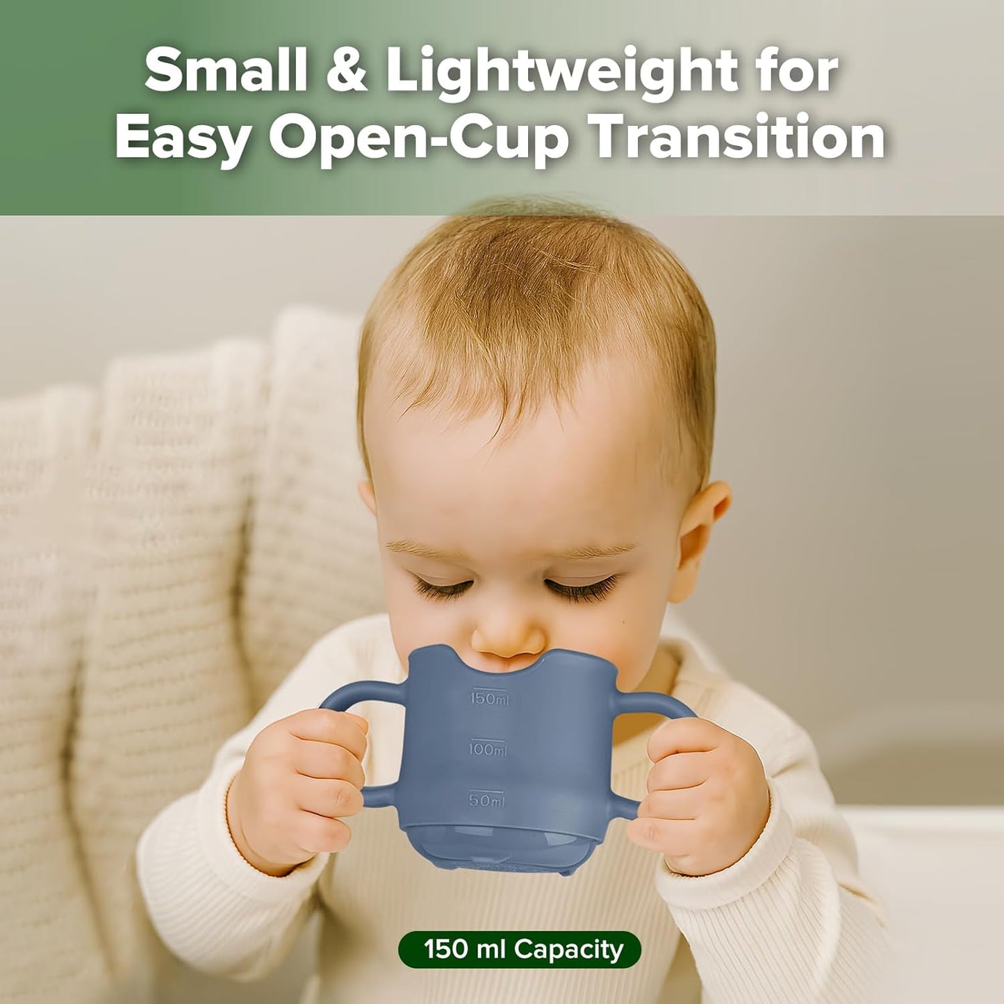 haakaa Silicone Toddler Cups, BPA Free Drop-Proof Training Cups for Baby 6 Months+, 5 Ounce (Bluestone)