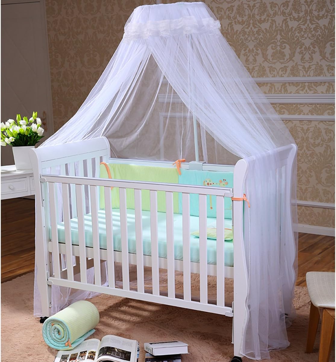 STOBOK Mosquito Net for Bed, Bed Canopy for Girls King Canopy Bed Curtains Elegant Dome Bed Netting Infant Mosquito Net Crib Bed Canopy Breathable See Through Mosquito Netting (White)