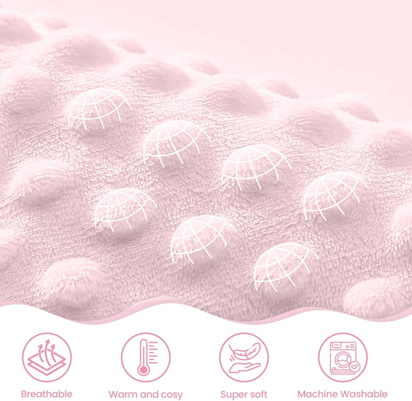 Heart Minky Baby Blanket 30 x 40 Inches for Girls, Soft Plush Receiving Blanket with Dotted Back, Gift for Toddler Newborn Infant Christmas Birthday Baby Shower