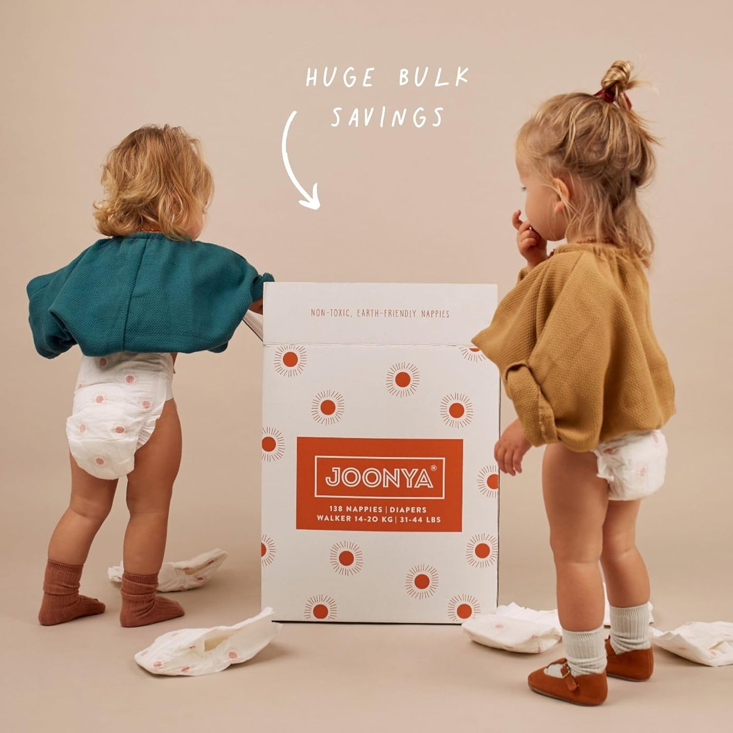 Joonya Baby Diapers, Size 1 XS (4-9 lb) - 6 Bags of 32 (192) - New Range - NonToxic, Eco-Friendly, Ultra Slim, Overnight Use - Made in Denmark