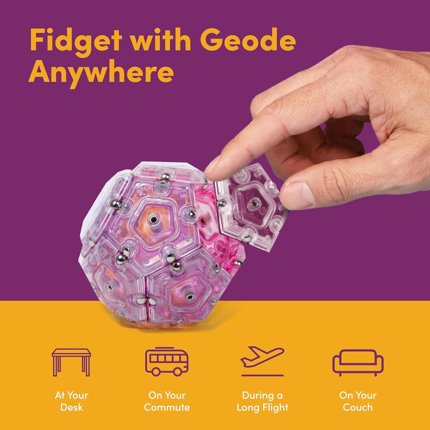 Speks Geode Sphere Magnetic Fidget Toy for Adults | Quiet Adult Sensory Toy for Stress Relief & Anxiety, Office Desk Toy & Top Gadget Gift Idea | Warm, 12-Piece Set