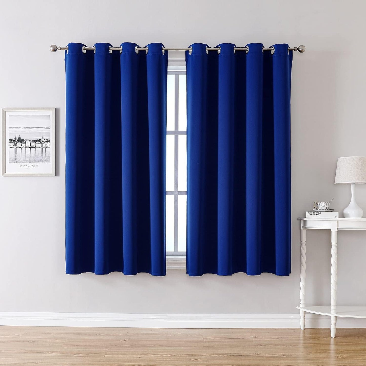 ChrisDowa Grommet Blackout Curtains for Bedroom and Living Room - 2 Panels Set Thermal Insulated Room Darkening Curtains (Royal Blue, 52W x 54L)