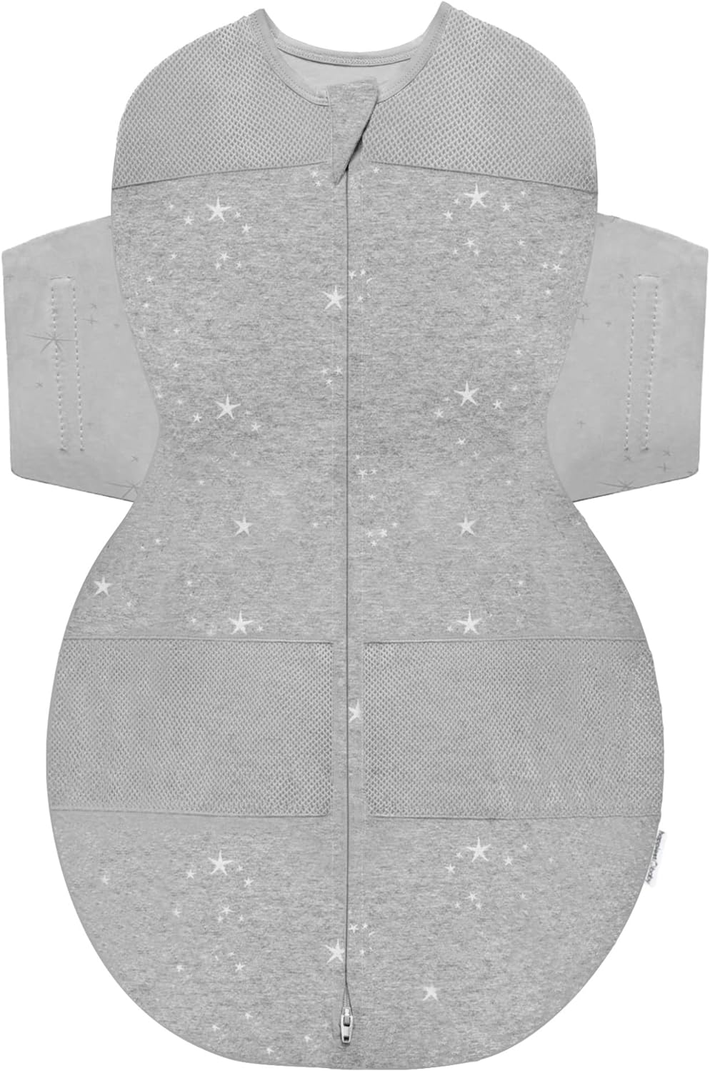 Happiest Baby SNOO Sleep Sack - 100% Organic Cotton Baby Swaddle Blanket - Doctor Designed Promotes Healthy Hip Development (Graphite Stars, Medium)