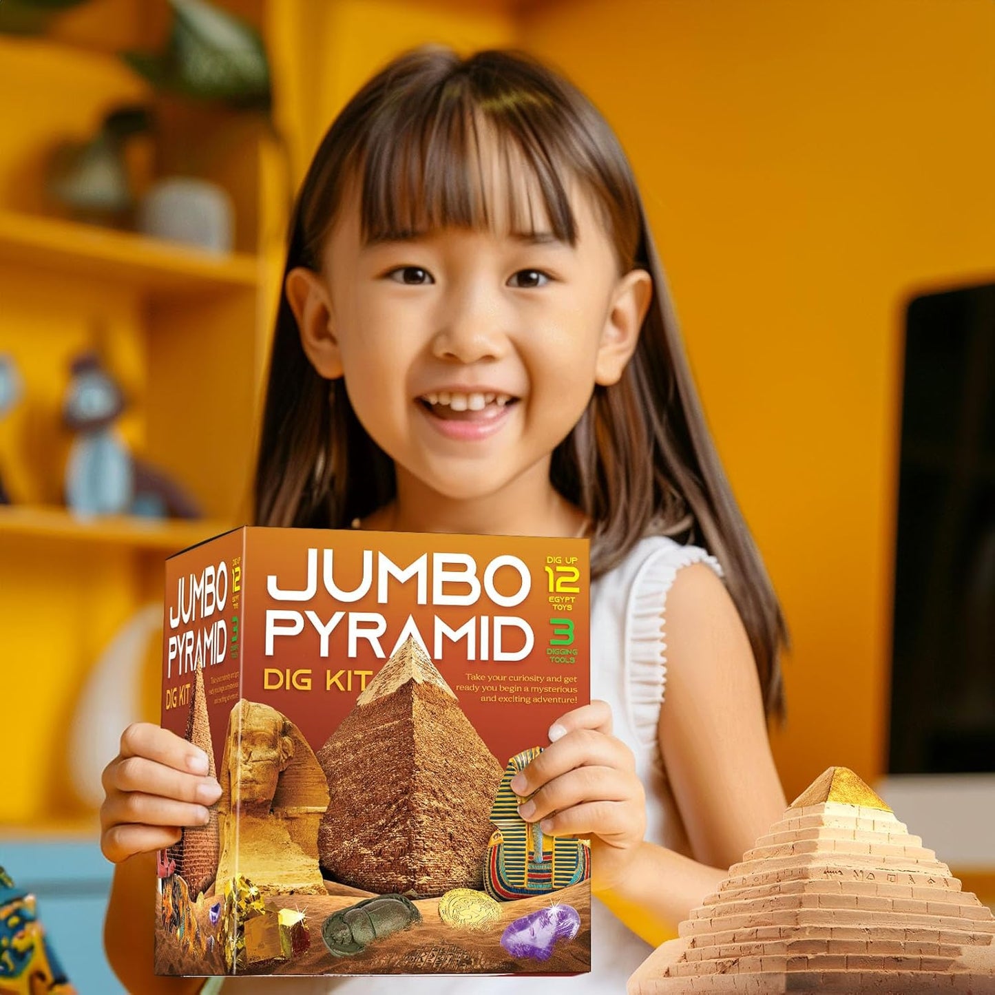 XXTOYS Pyramids Dig Kit, Ancient Egyptian Civilization Civilization Excavation Set Including Mummy Case Sun God Great Sphinx and More, STEM Science Educational Toys Archaeology Gifts for Boys & Girls