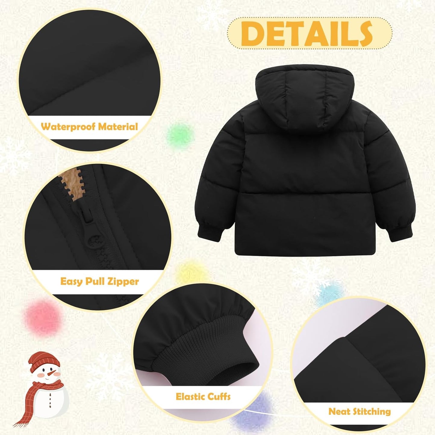 UNICOMIDEA Baby Winter Coat with Hooded Toddler Boys Girls Puffer Jackets for 12M-5T