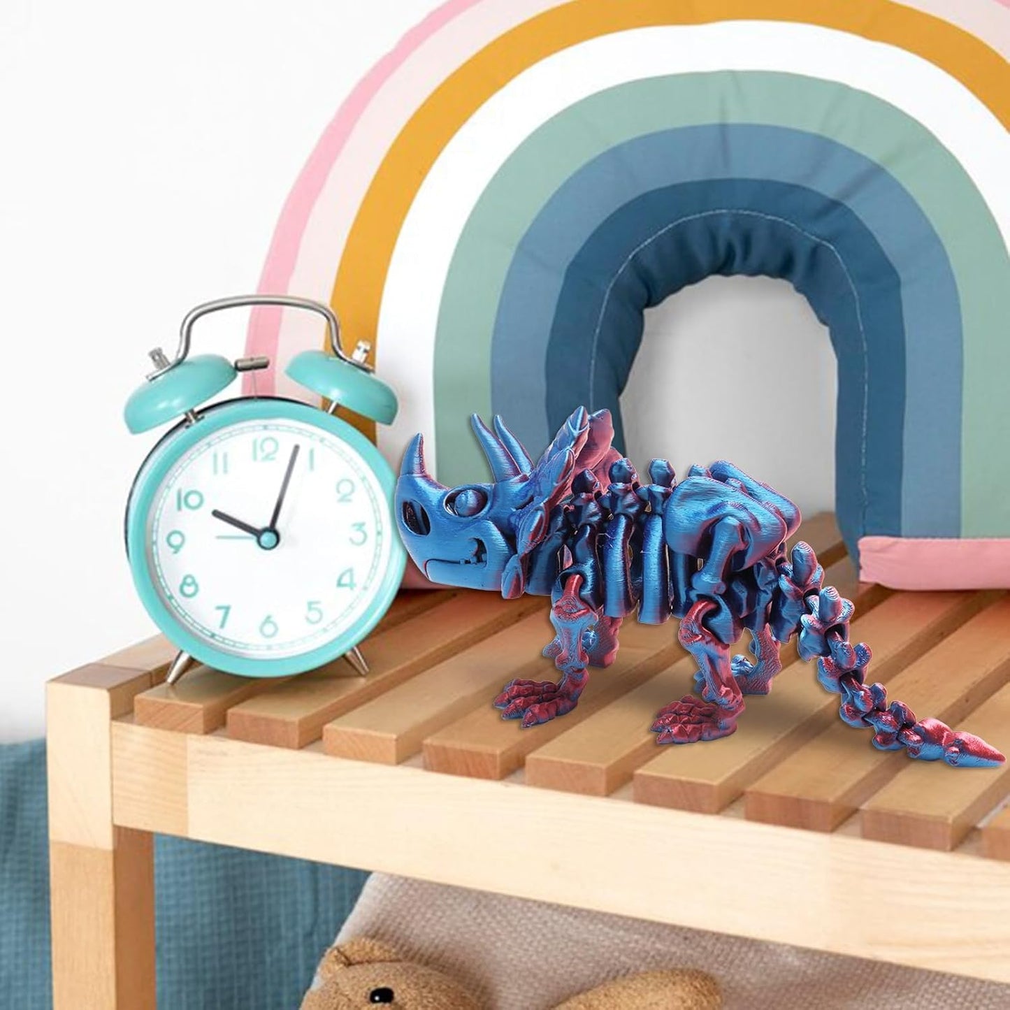 FunisFun 3D Printed Dragon with Articulated Joints for Adult, 3D Printed Dinosaur Fidget Toys Decor for Stress Relief (Triceratops-BP, 1P)