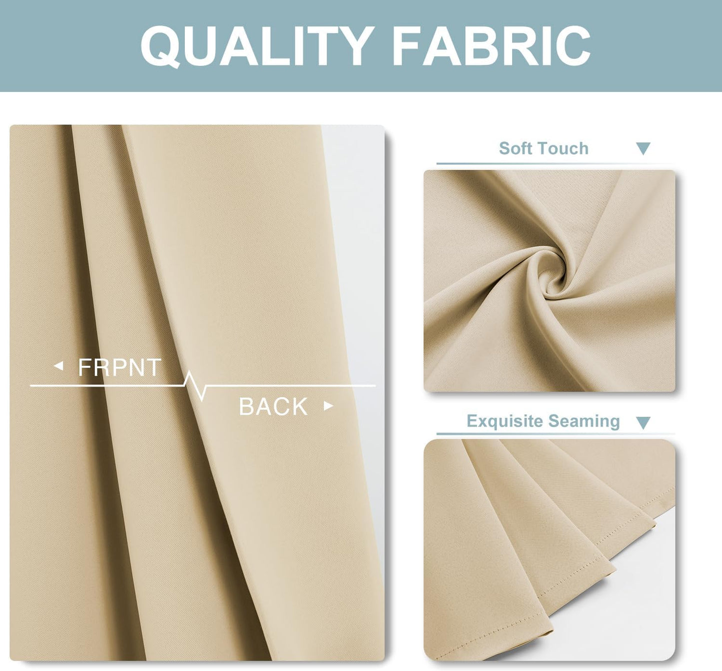 ChrisDowa Blackout Curtains 70 inches Wide for Bedroom - 2 Panels Set Extra Wide Grommet Thermal Insulated Room Darkening Curtains for Living Room (Biscotti Beige, 70 x 63 Inch)