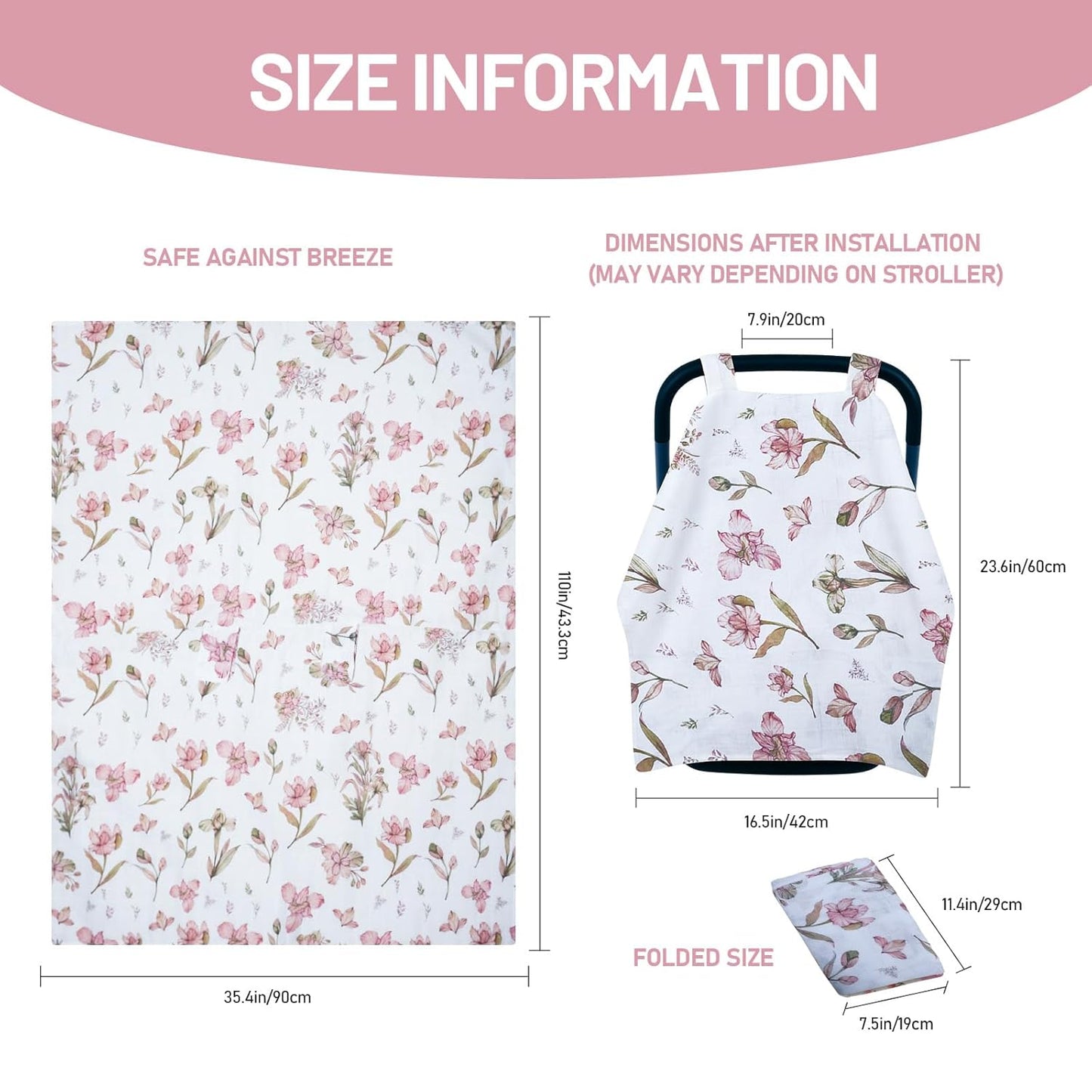 80S Muslin Car Seat Cover for Babies - Soft & Breathable Infant Carrier Canopy, Lightweight Sunshade for Summer, Universal Fit for Baby Boys & Girls