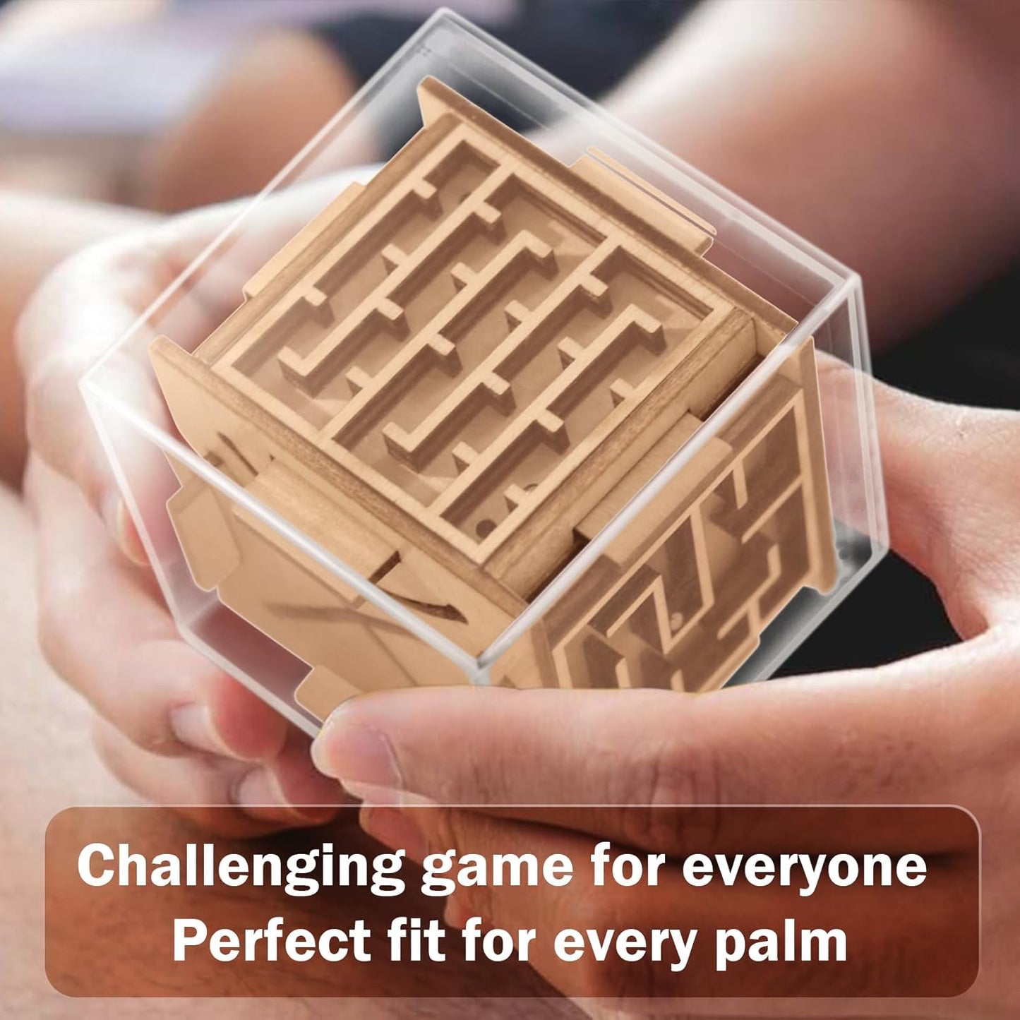 Fidget Puzzle Cube Toy for Adults - 6-Sided Wooden Brain Teaser Magic Cube for Anxiety Relief,Handheld Fidget Maze Cube IQ Balance Games for Travel,Birthday Gifts for Kids Men Teenage Boys