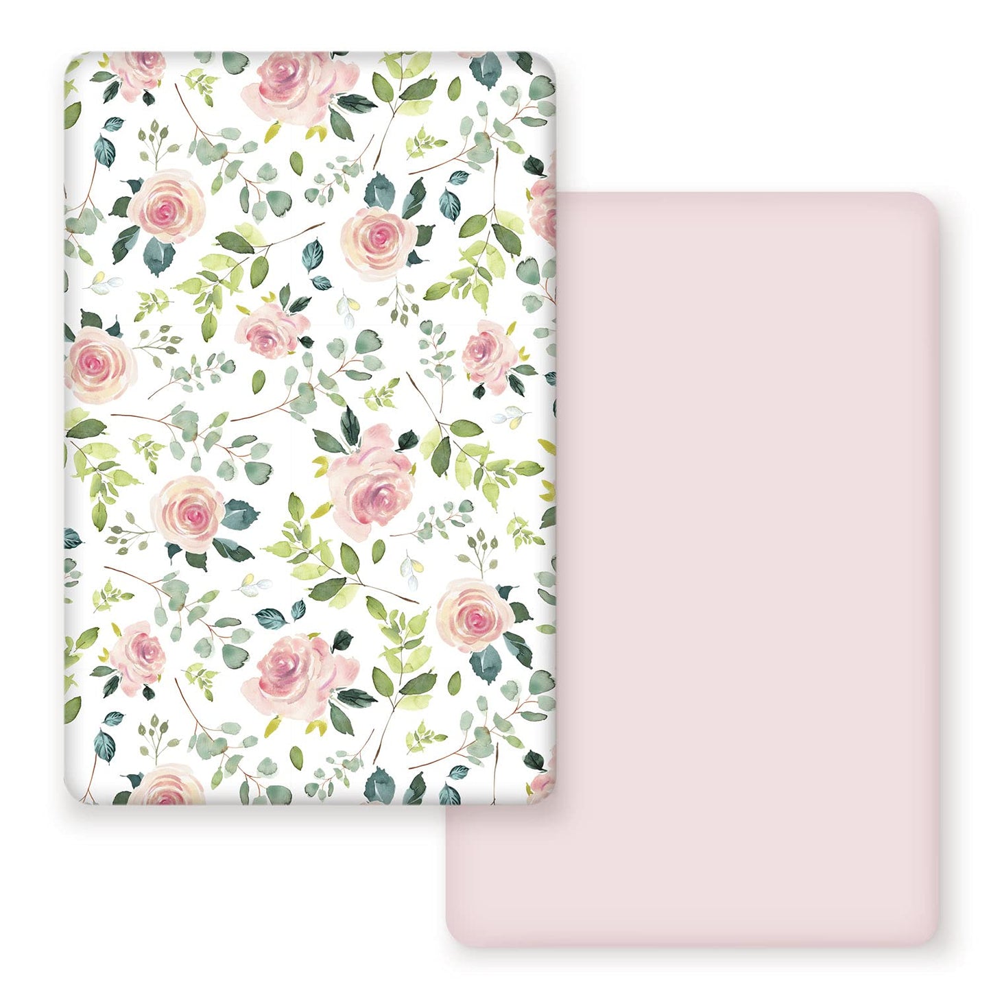 GRSSDER Stretchy Ultra Soft Jersey Knit Fitted Pack n Play Sheets Set 2 Pack, Portable/Mini Crib Sheets, Snug and Safe Playards Sheet for Baby, Pink Rose Stylish Print