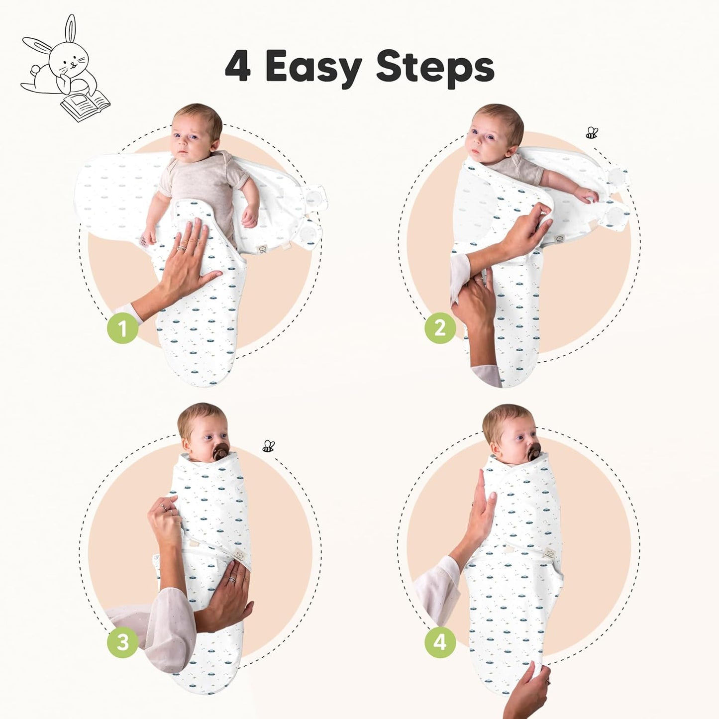 3-Pack Organic Baby Swaddle Sleep Sacks - Swaddles for Newborns, Infant 0-3 Months, Baby Girls, Boys, Soft & Snug Newborn Sleep Sack, Nursery Swaddling Blankets (Galaxy)