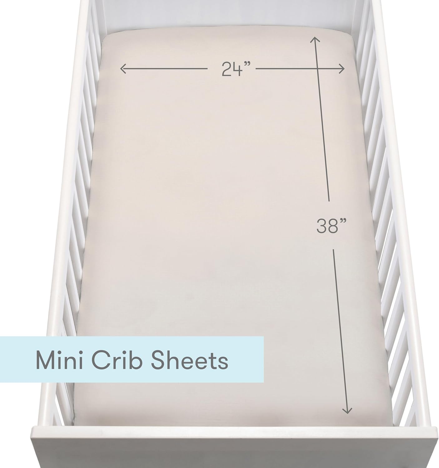 Newton Baby Mini Crib Fitted Sheets (2-Pack) | Organic Muslin Cotton, Ultra Breathable & Soft Baby Sheets, Machine Washable Baby Mattress Sheets, Fits Any Mini Sized Crib 24" x 38", Oatmeal