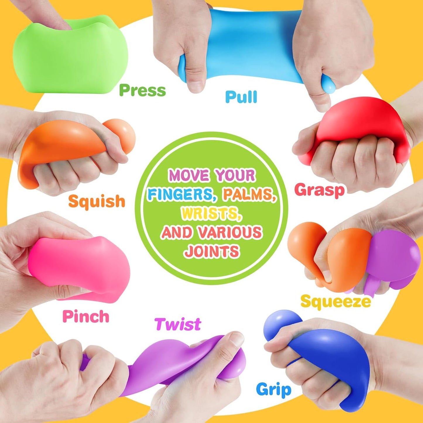 Fidget Toys Stress Cube, 24Pcs Stress Balls Bulk for Kids and Adult, Slow Rising Stress Ice Cube Stress Balls, Dough Stress Balls Soft Fidget Squishy Toys for Anxiety Relief, Square Ball (24PACK)