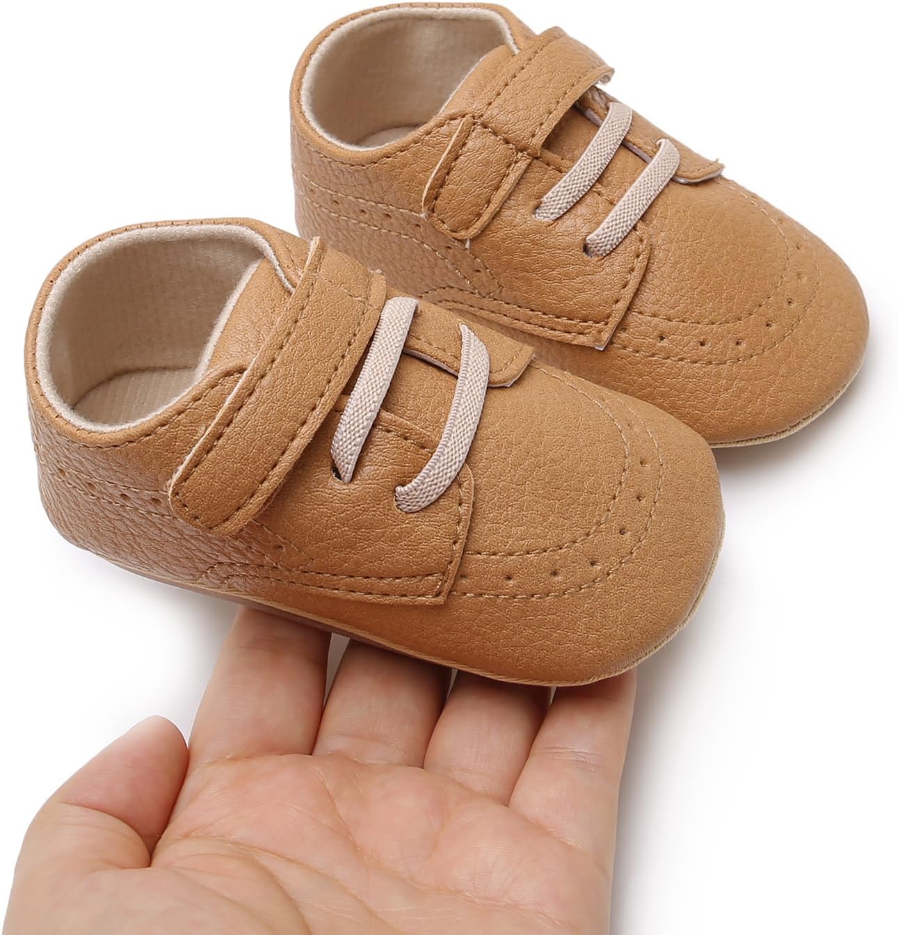 SOFMUO Baby Boys Girls High Top Ankle PU Leather Sneakers Soft Rubber Sole Infant Moccasins Newborn Oxford Loafers Anti-Slip Toddler Wedding Uniform Dress Shoes