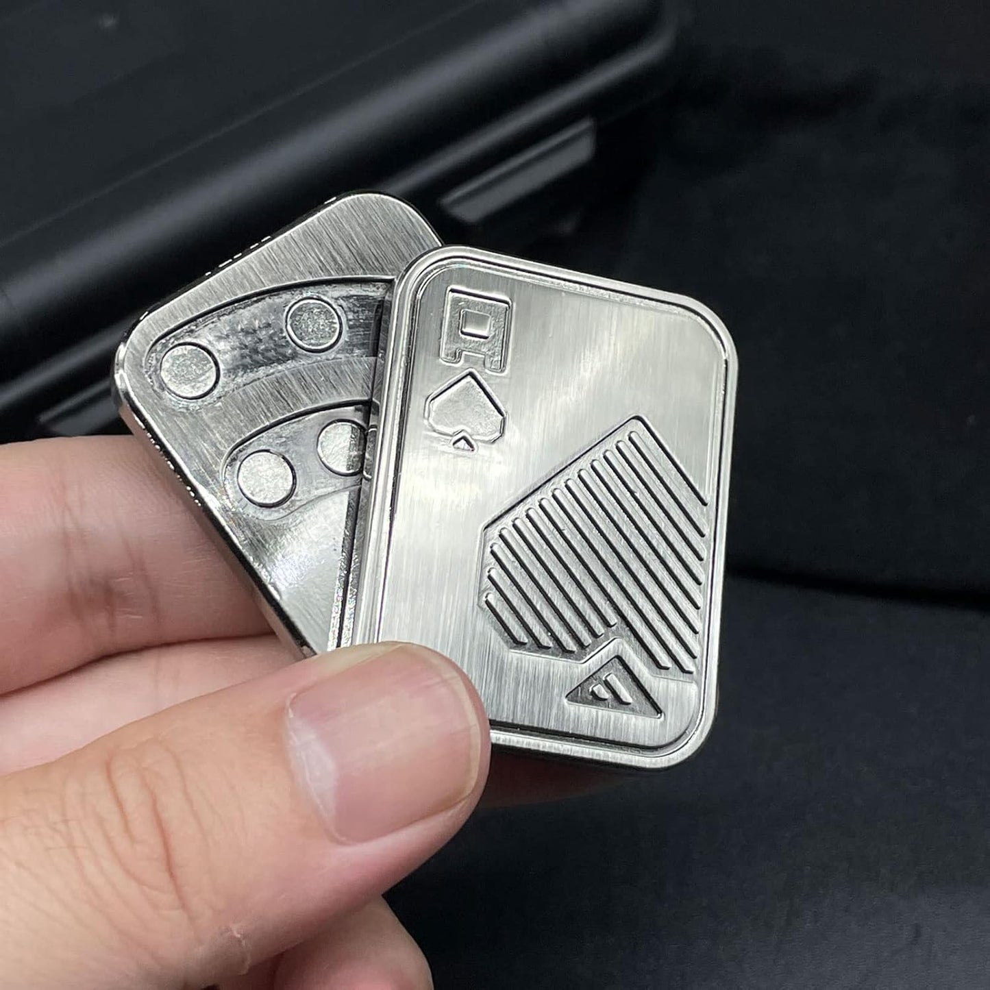 Metal Poker Fidget Slider EDC Adult Fidget Toys ADHD Tool Anxiety Stress Relief Toys Office Desk Toys Gifts for Boyfriend and Father (Spades A)