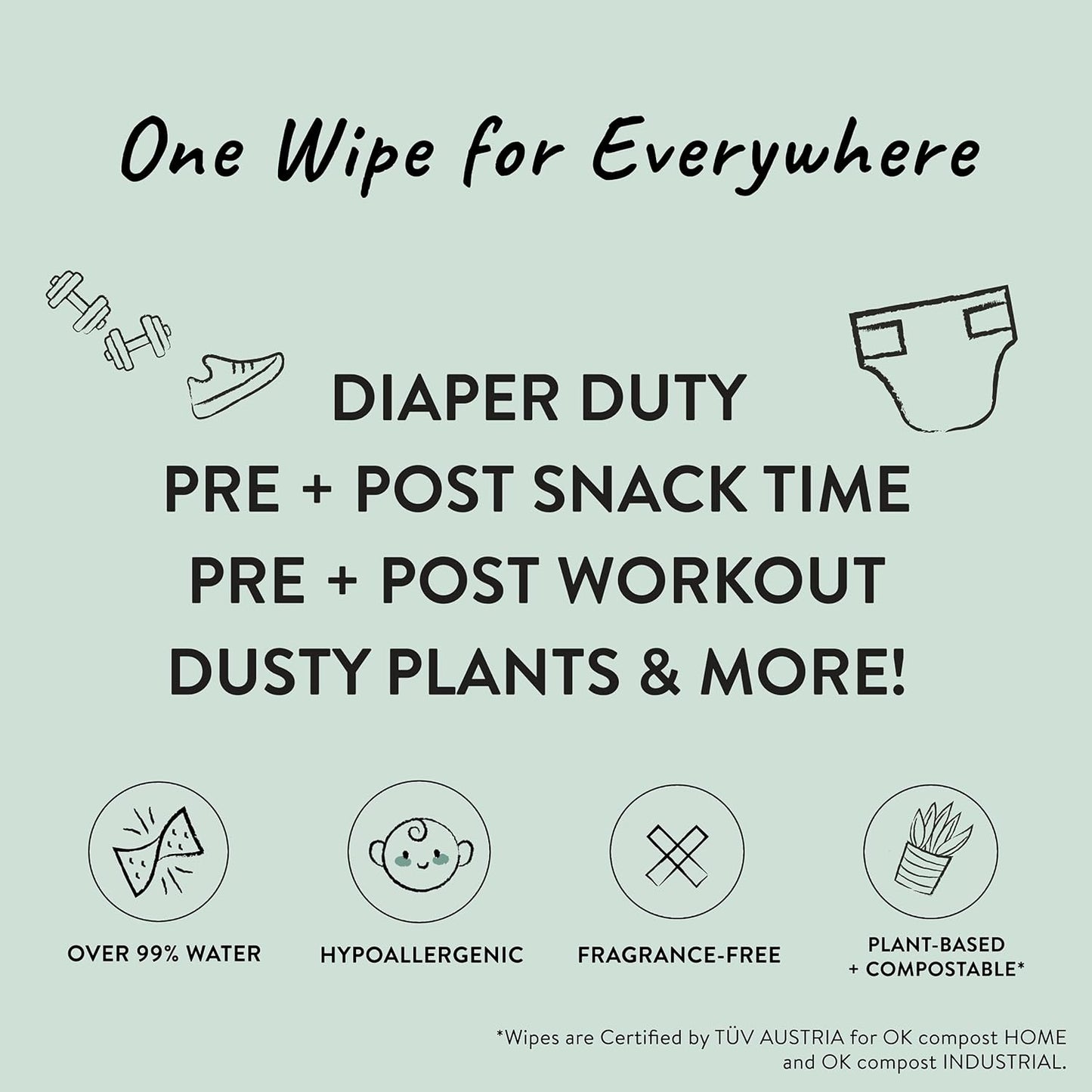 The Honest Company Clean Conscious Multi-Use Wipes | Hypoallergenic + Unscented for Sensitive Skin | Over 99% Water, Compostable, Plant Based, Baby Wipes | Sunburst, 864 Count