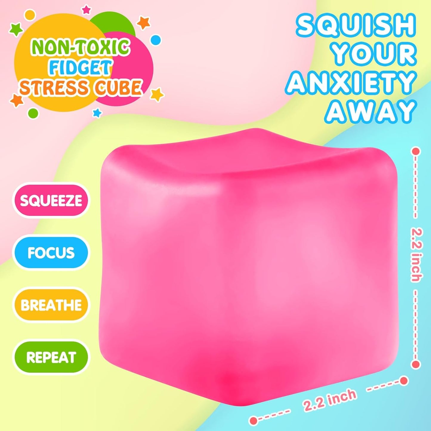 Stress Cube Fidget Ice Cube Stress Balls, 8 Pcs Stress Balls for Kids, Fidget Toys Adults Stress Relief Squeeze Ball, Square Shape Hand Exercise Ball, Sensory Toys for Autistic (Gel Sugar Cube 8Pack)