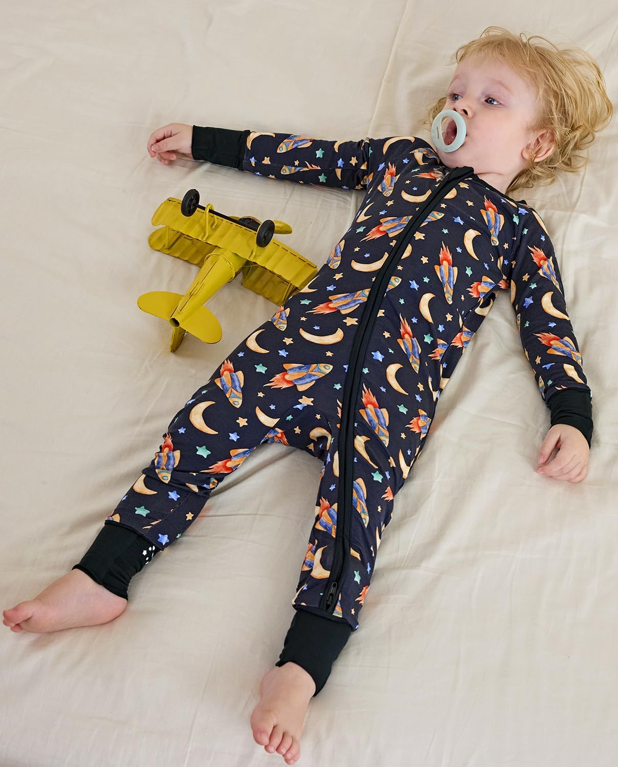 Bamboo Viscose Baby Convertible Footie Pajama, Zipper Pajamas for Baby Boys & Girls, Sleep & Play Footed Pjs