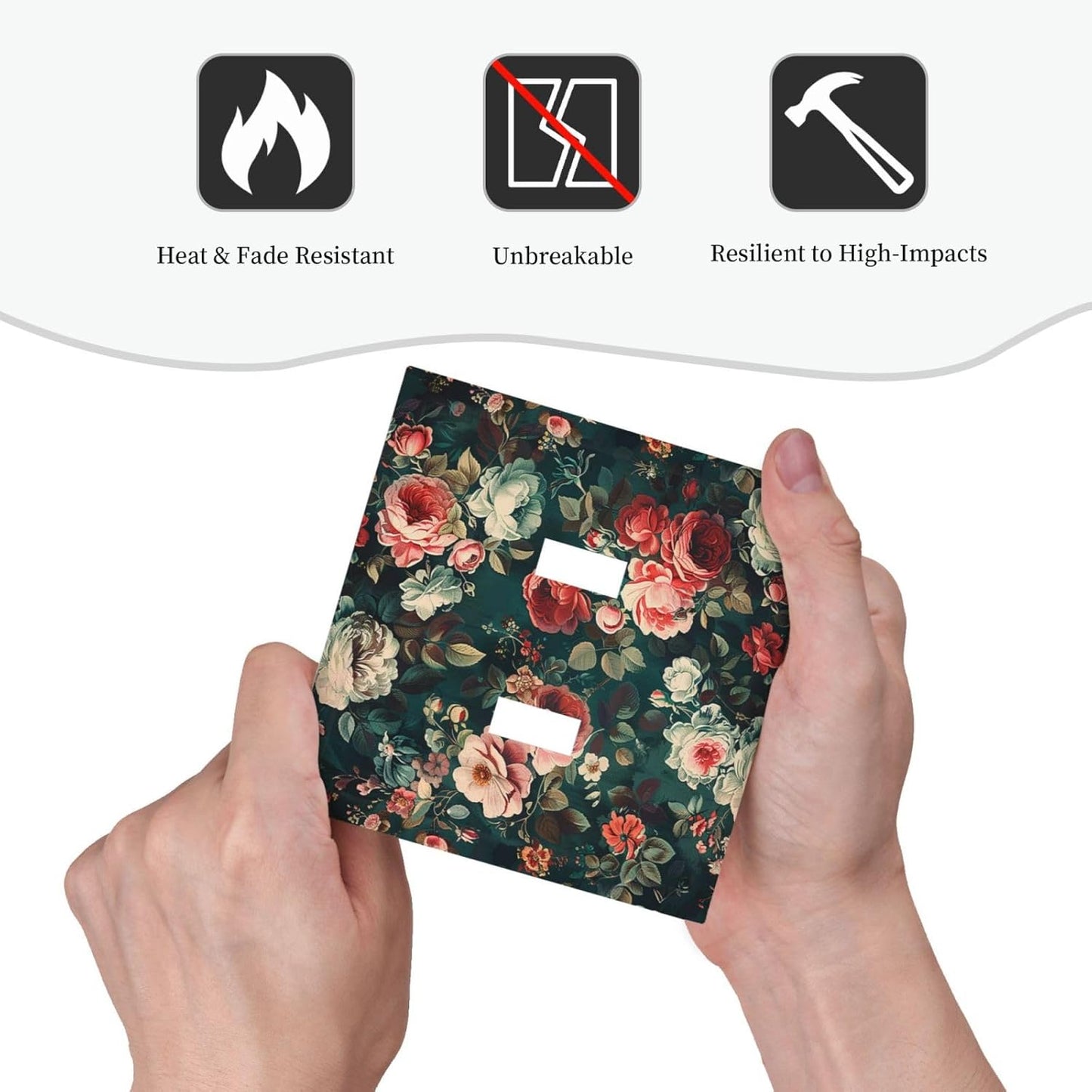 Decorative Switch Plates Baroque Vintage Peony Flower Floral 2 Gang Double Toggle Outlet Light Switch Cover Wall Plate Electrical Faceplate for Bedroom Farmhouse Decor