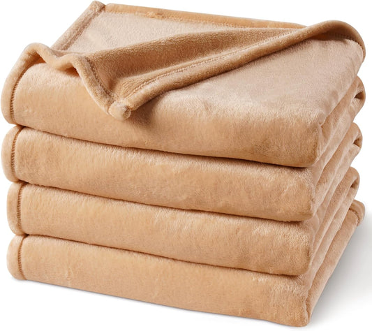 PHF Ultra Soft Fleece Blanket King Size, No Shed No Pilling Luxury Plush Cozy 300GSM Lightweight Blanket for Bed, Couch, Chair, Sofa Suitable for All Season, 108" x 90", Camel